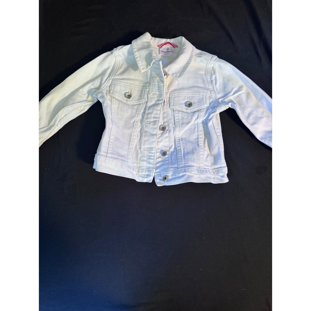 Hanna Andersson White Denim Trucker Jacket Kids Size 100 Cotton Blend